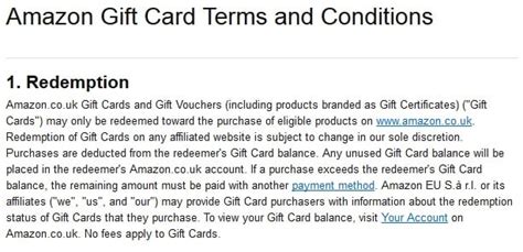 amazon com gift card terms and conditions